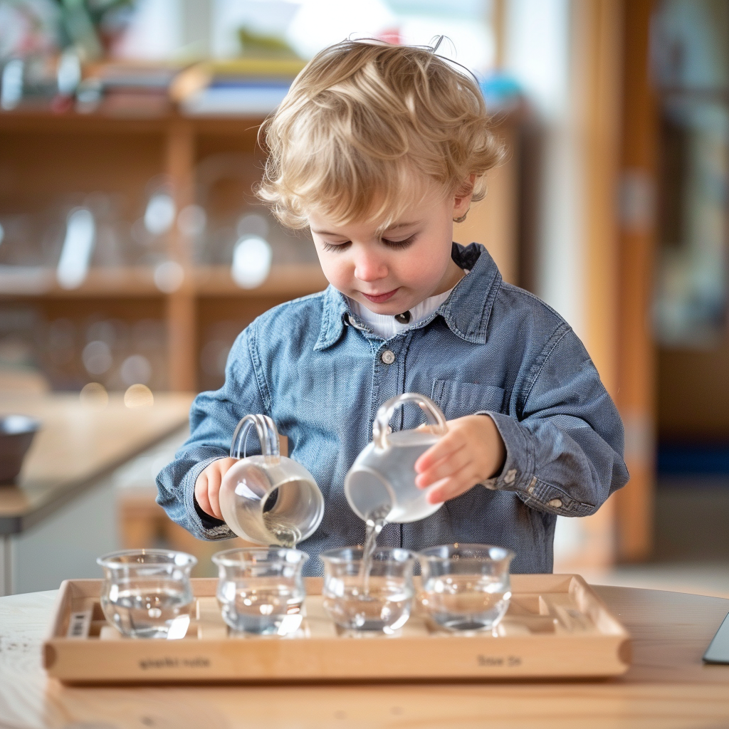 Children working with Montessori materials